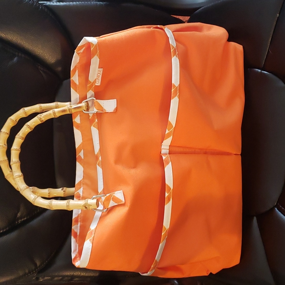 Clinique orange tote bag